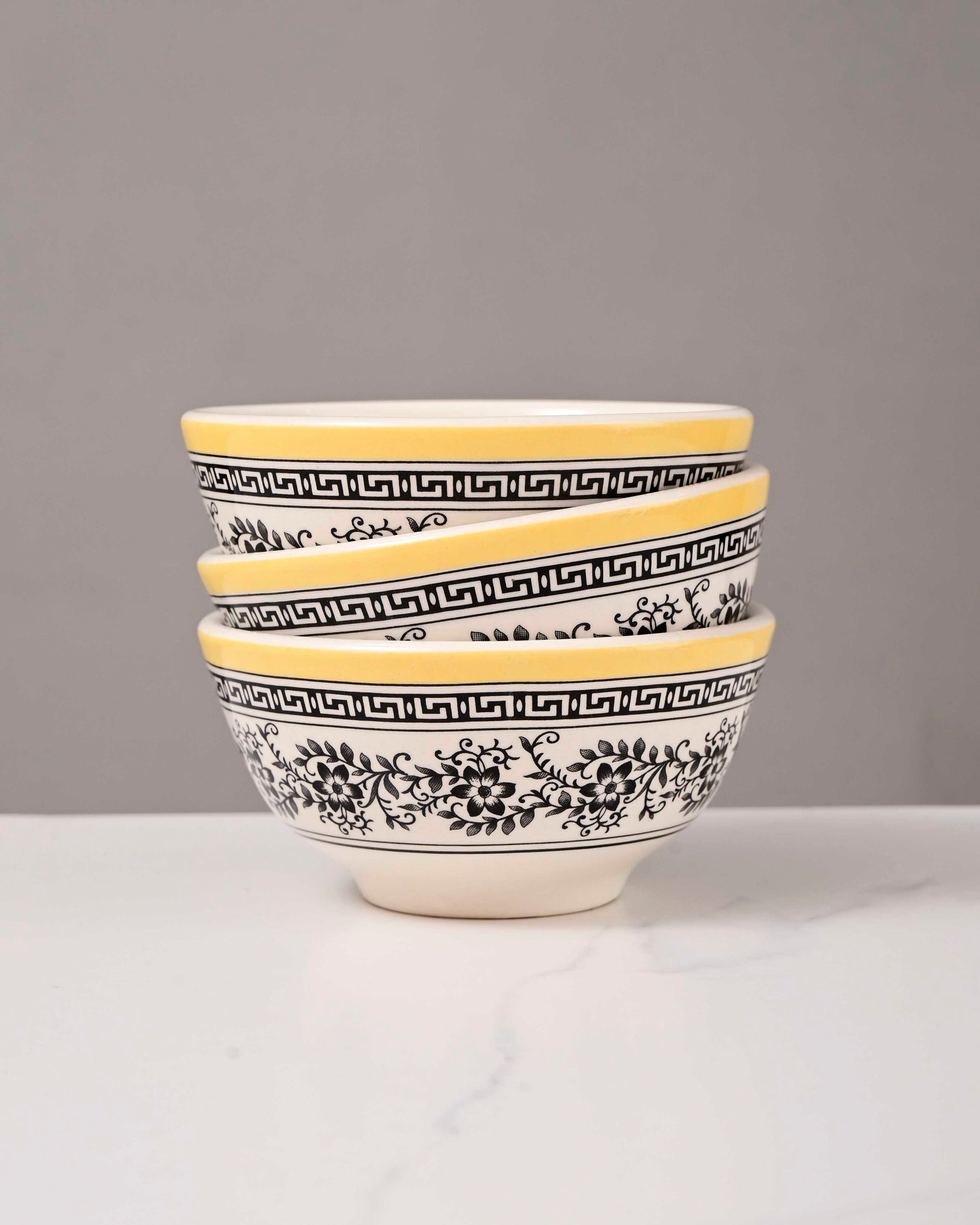 Classic Floral Border Ceramic Katori 