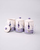 Botanical Harmony Ceramic Storage Jar Set - Blue 
