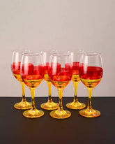 Yellow Tinted Base Wine Glass - Set Of 6 