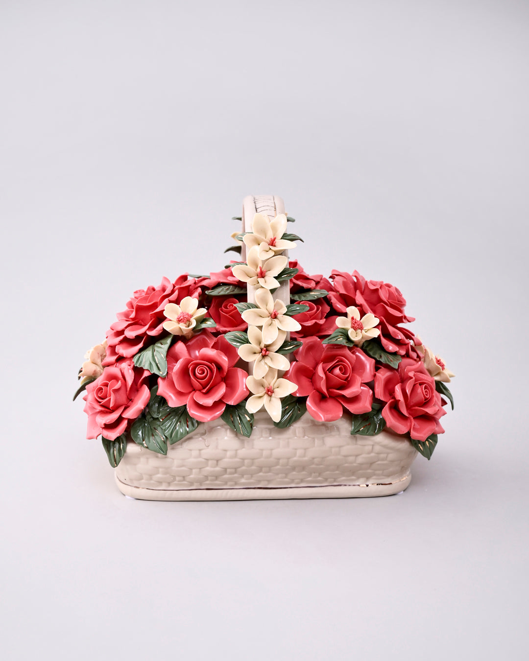Ceramic Flower Basket Tabletop Decor 