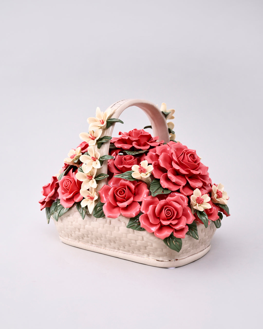 Ceramic Flower Basket Tabletop Decor 