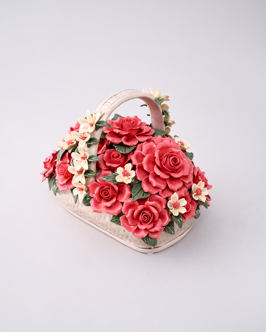 Ceramic Flower Basket Tabletop Decor 