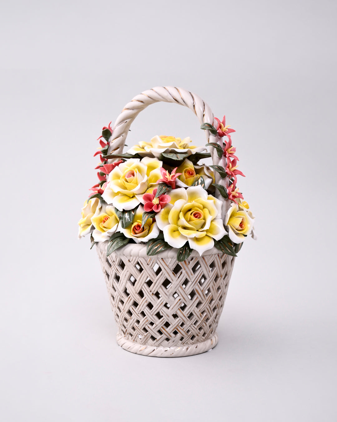 Ceramic Flower Basket Tabletop Decor 