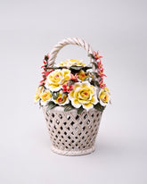 Ceramic Flower Basket Tabletop Decor 