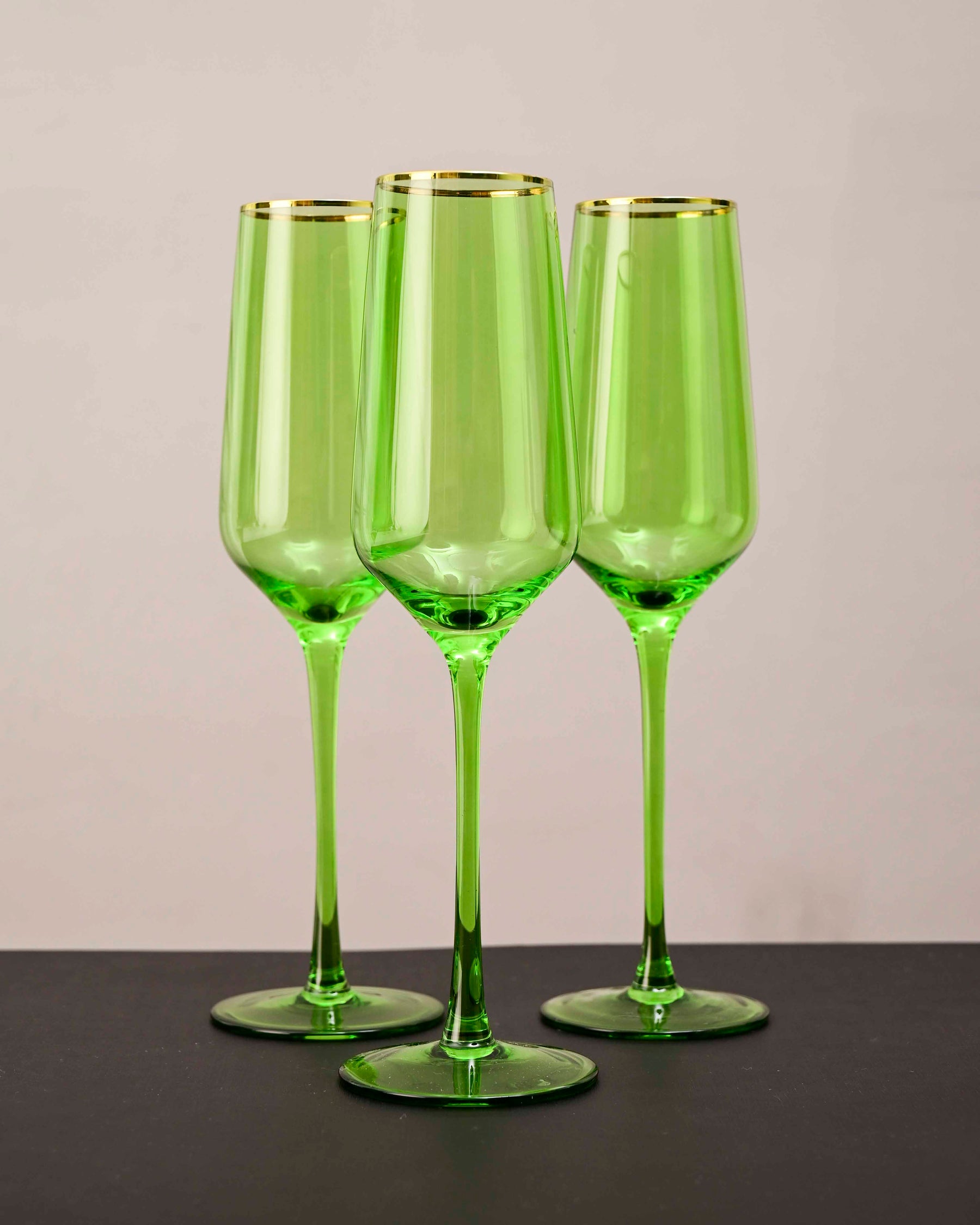 Green Stem Champagne Flutes - Set of 2 