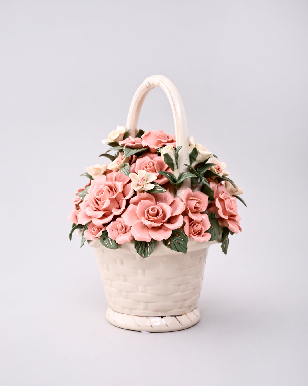 Ceramic Flower Basket Tabletop Decor 