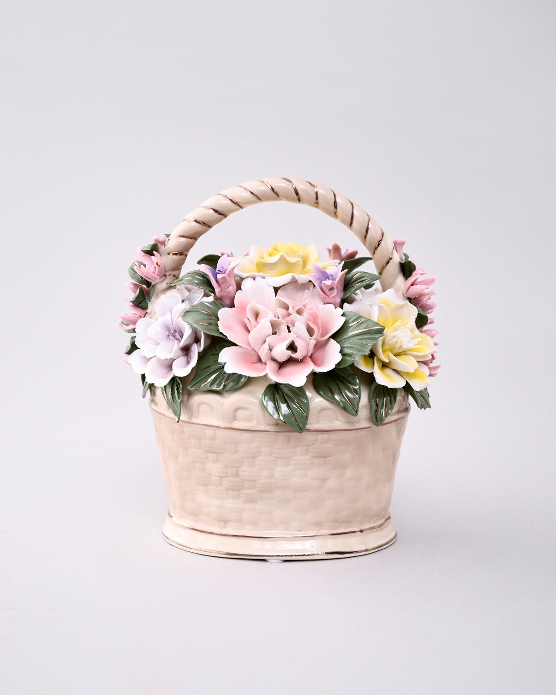 Ceramic Flower Basket Tabletop Decor 