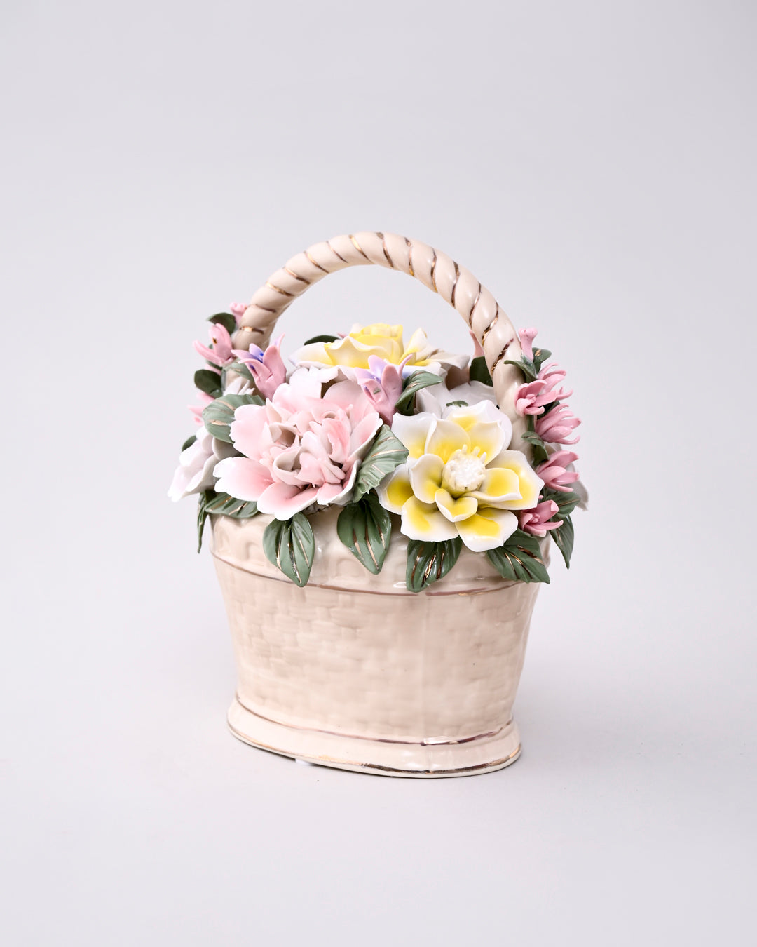 Ceramic Flower Basket Tabletop Decor 