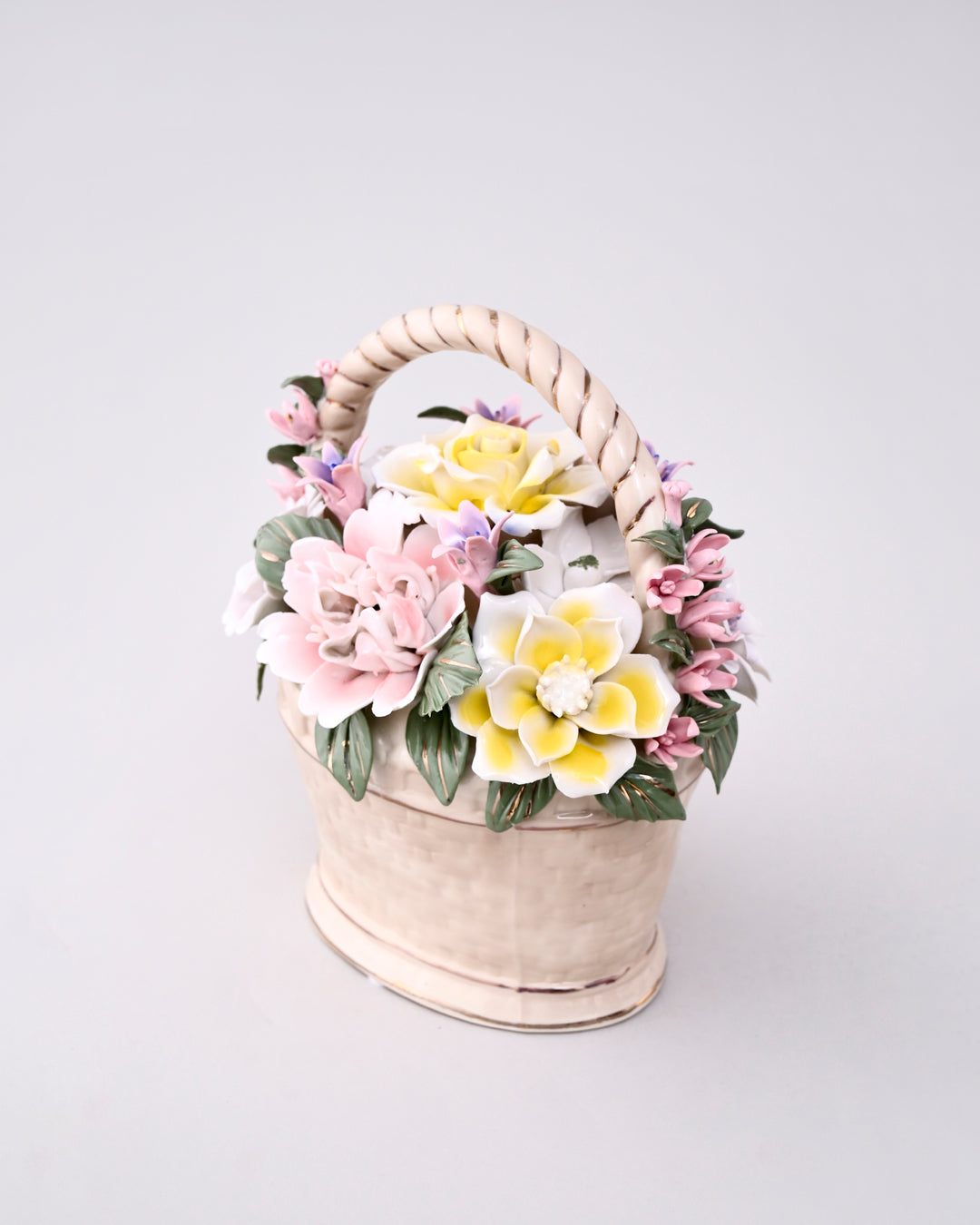 Ceramic Flower Basket Tabletop Decor 