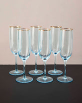 Sparkling Champagne Flute - Sky Blue - Set Of 6 