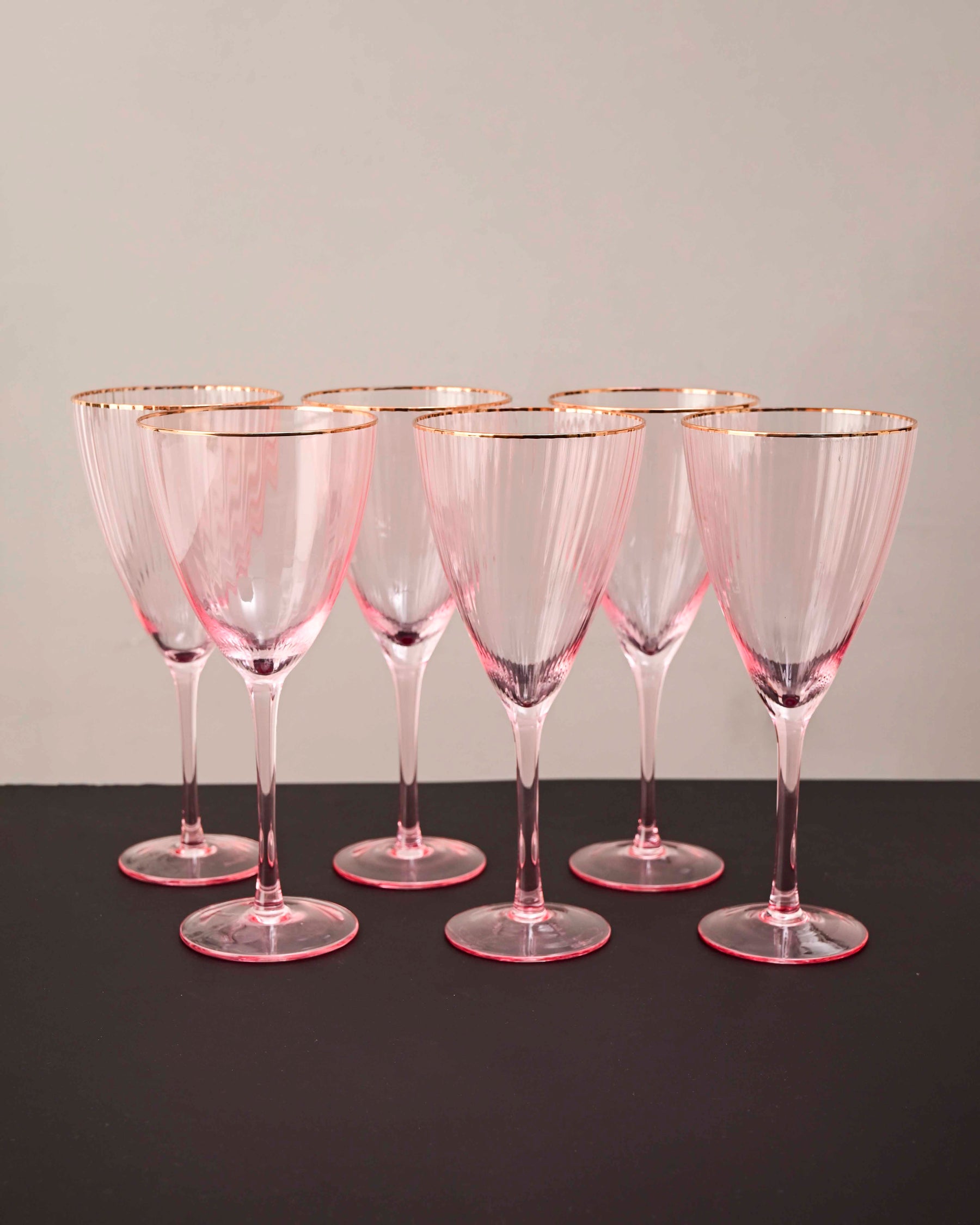 Ribbed Champagne Flute - Pink - Set Of 2 
