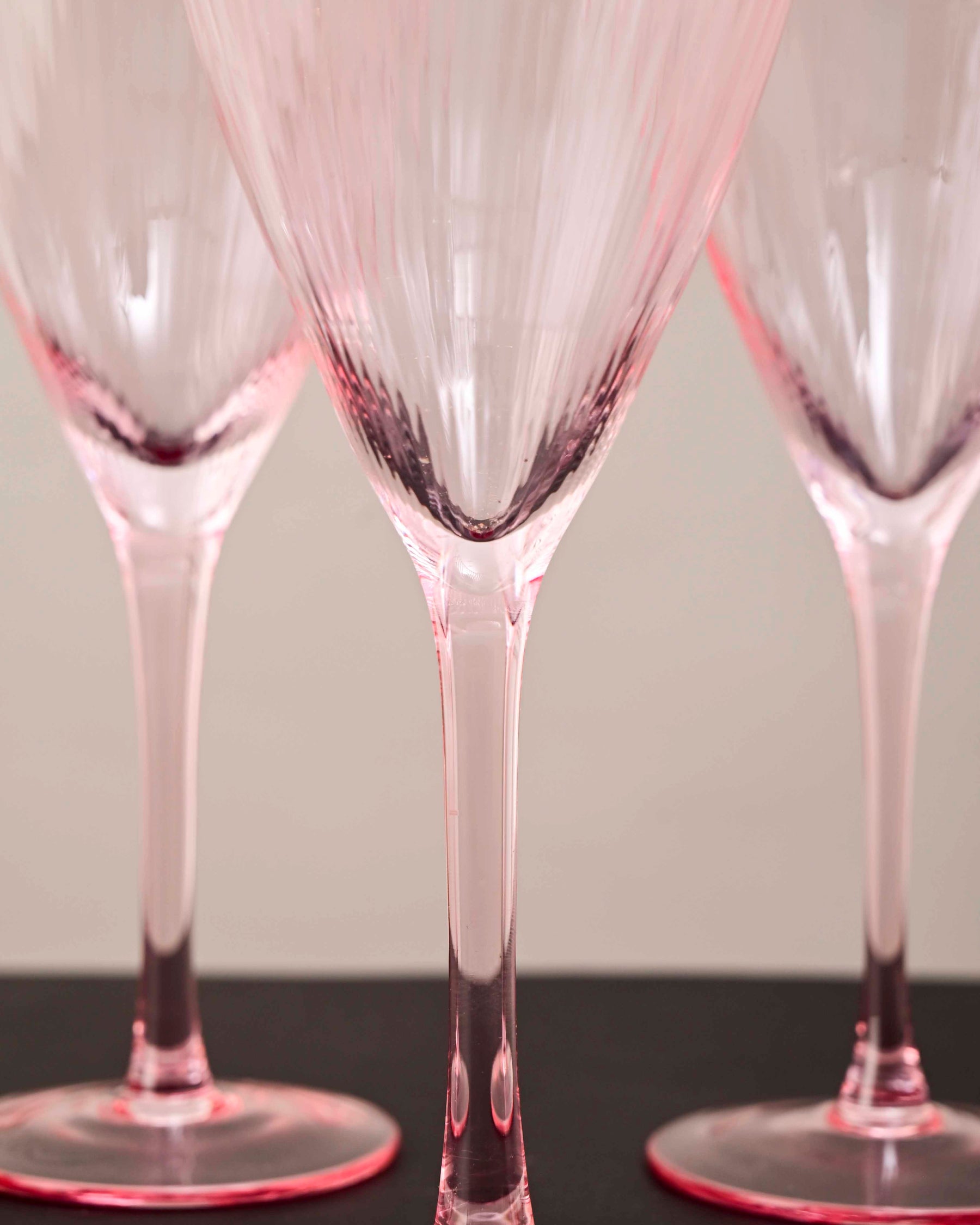 Ribbed Champagne Flute - Pink - Set Of 2 