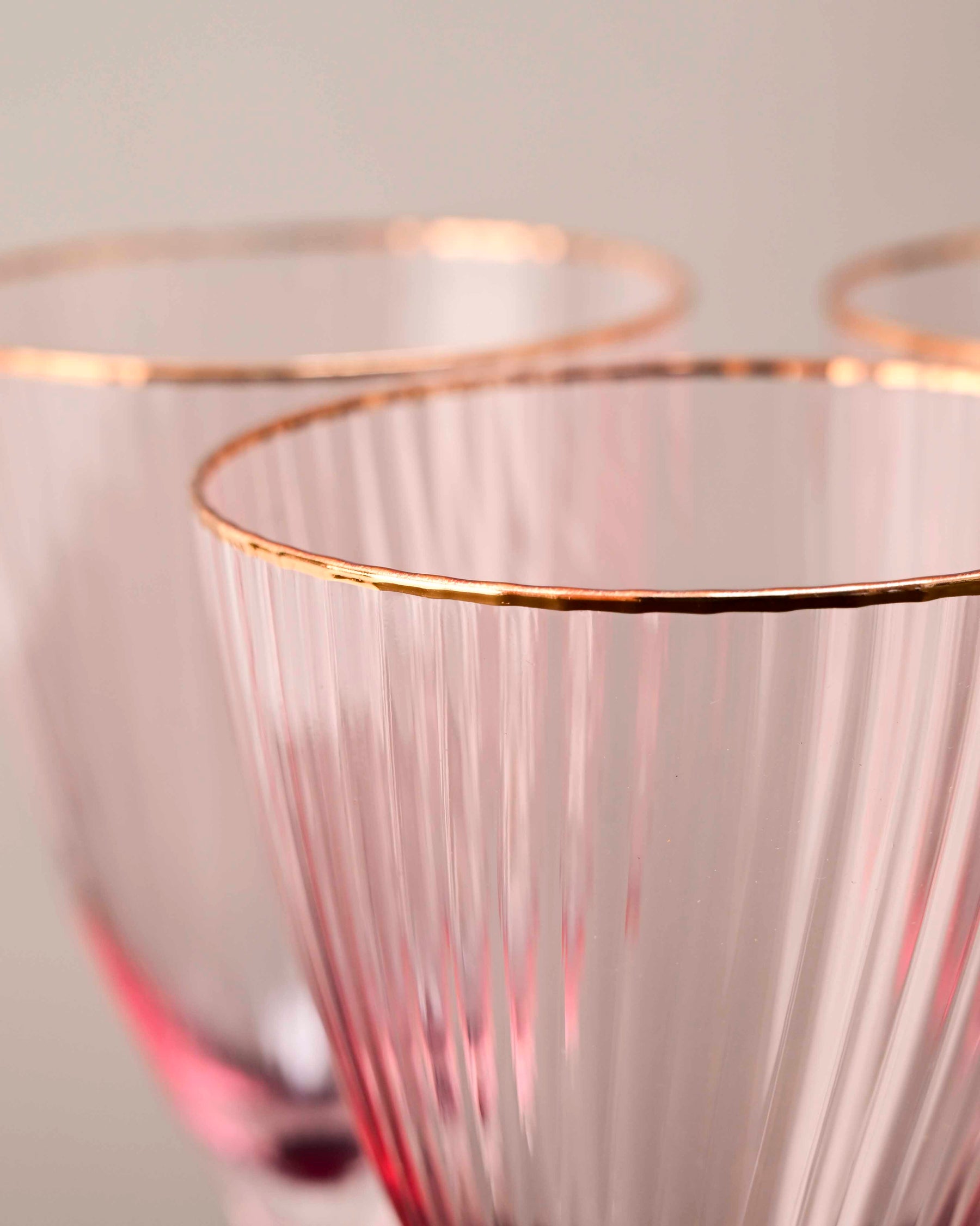 Ribbed Champagne Flute - Pink - Set Of 2 