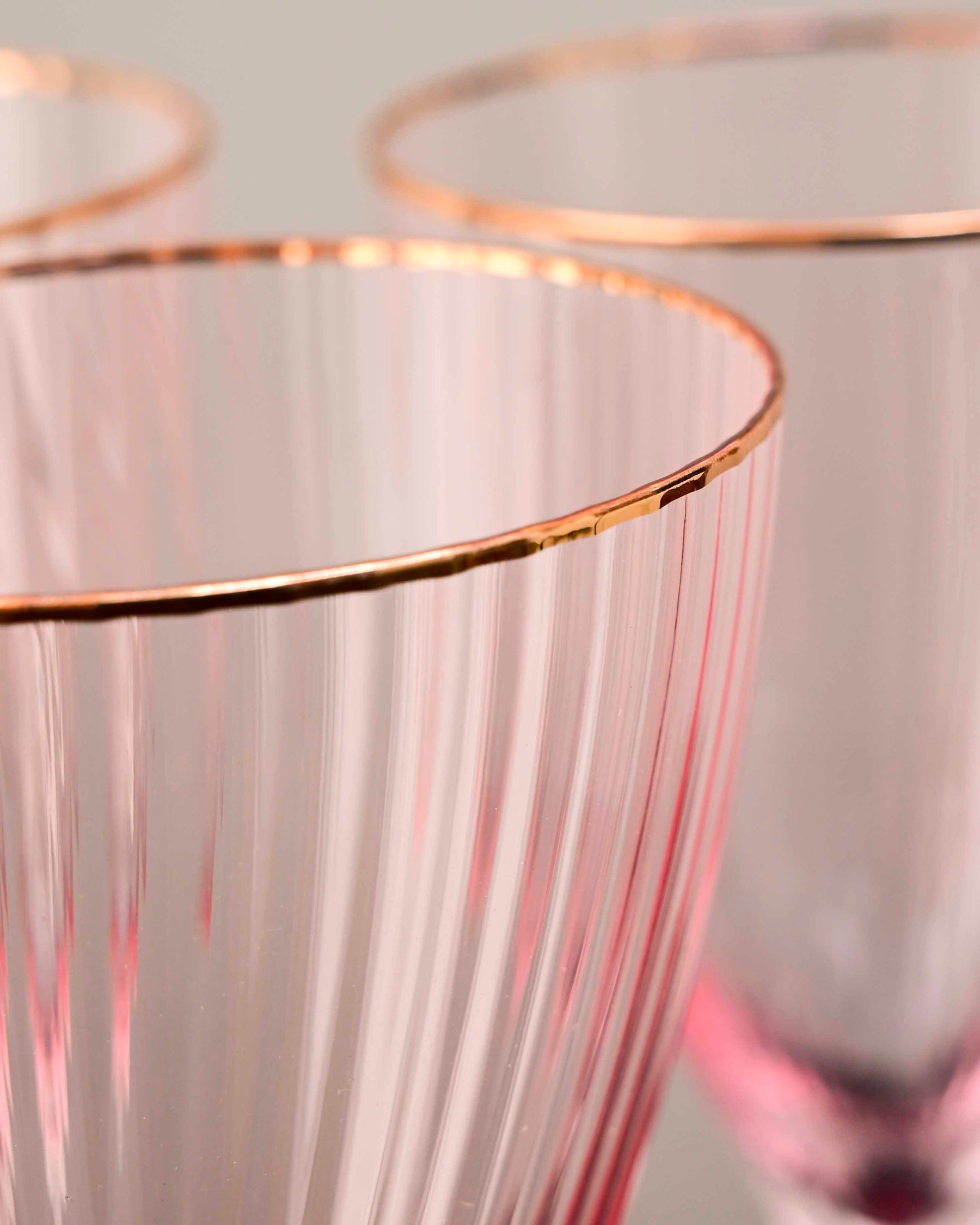 Ribbed Champagne Flute - Pink - Set Of 2 