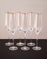 Golden Rim Champagne Flute - Set of 6 