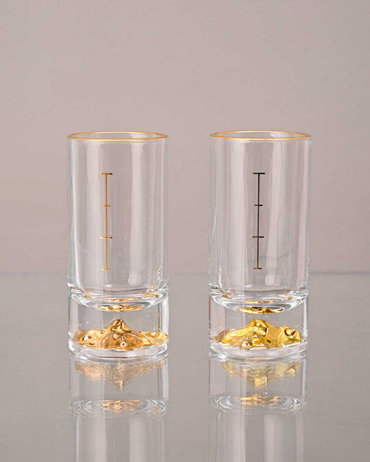 Mountain Gold Foil Measuring Glasses - Set Of 2