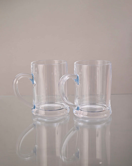 Faceted Radiance Clear Glass Mug - Set of 2