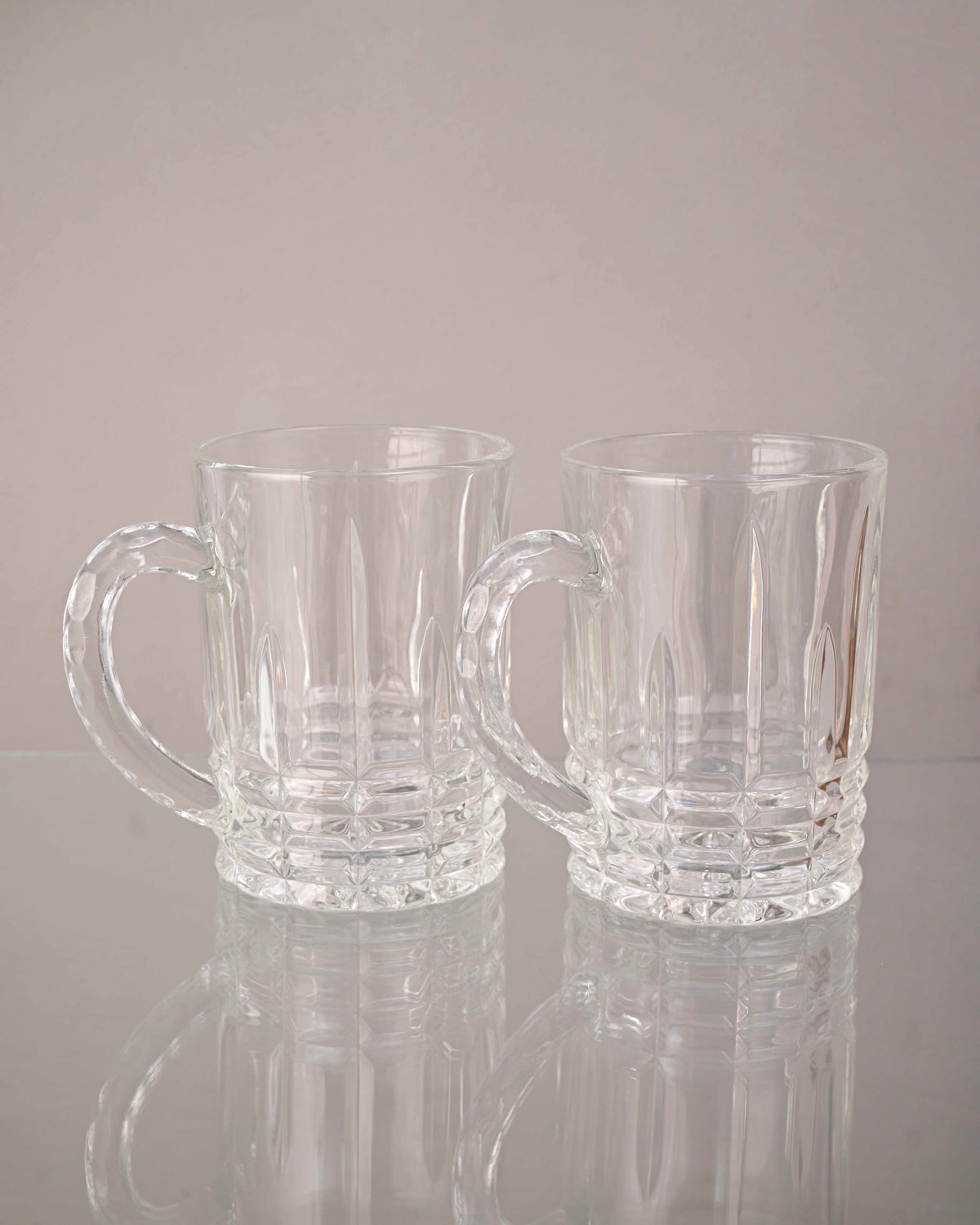 Chiseled Brilliance Clear Glass Mug - Set of 2
