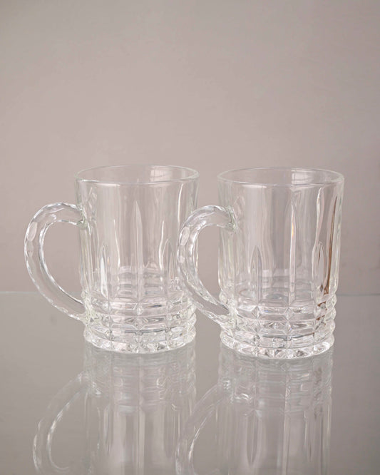 Chiseled Brilliance Clear Glass Mug - Set of 2