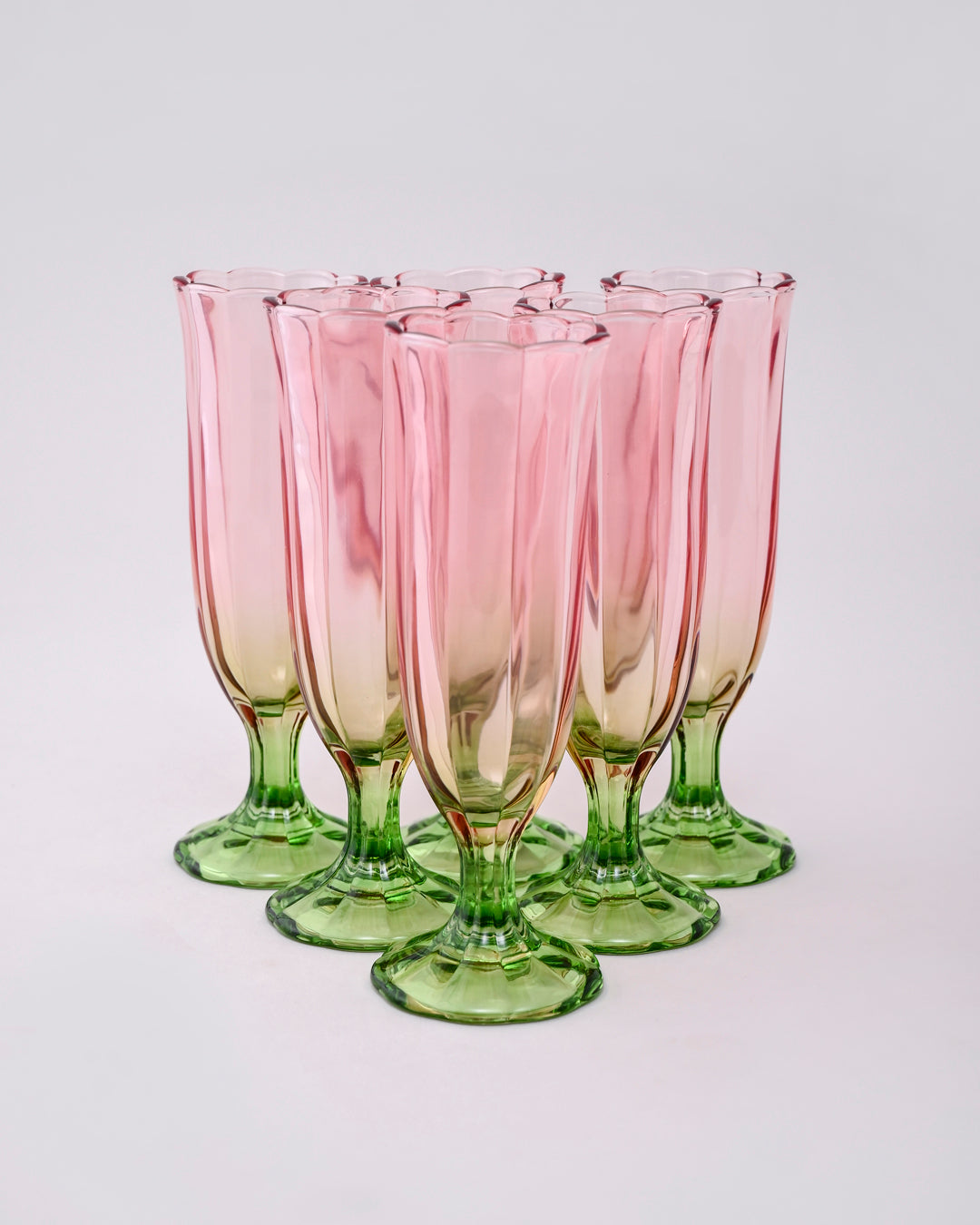 Pink Ombré Tulip Champagne Flute - Set of 6 