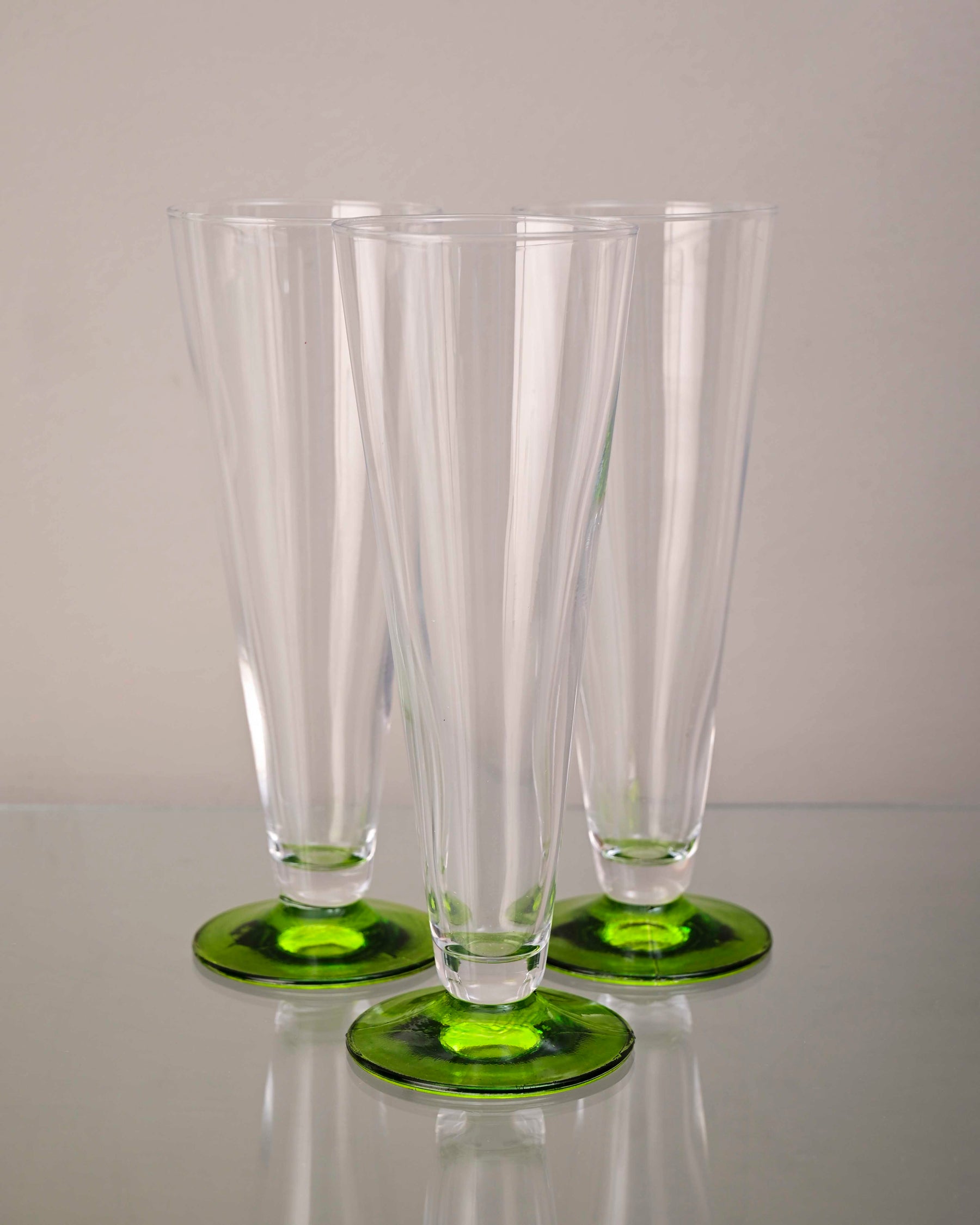 Green Base Flute Champagne Glass - Set Of 2 