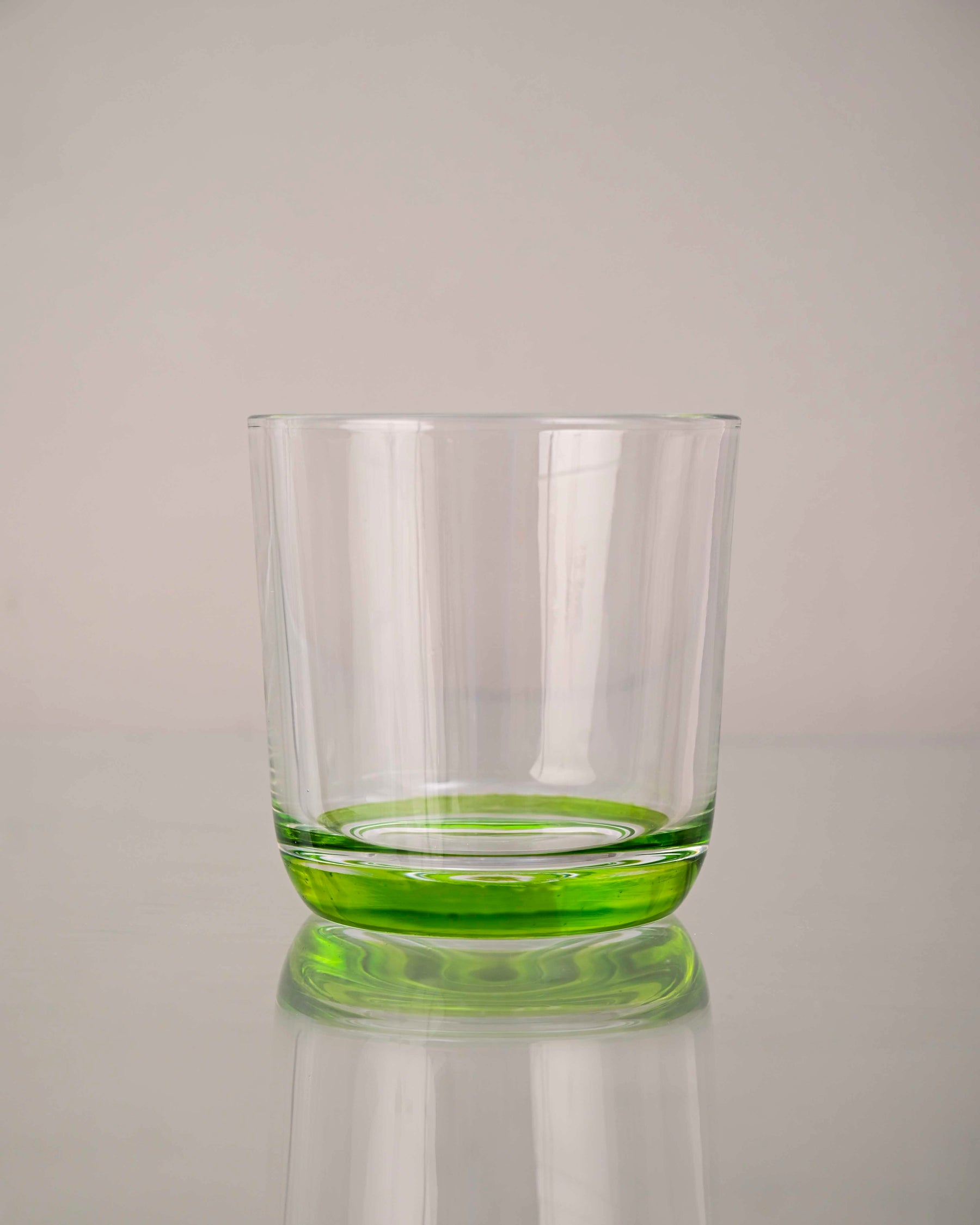 Green Tinted Base Drinking Glass - Set Of 2 