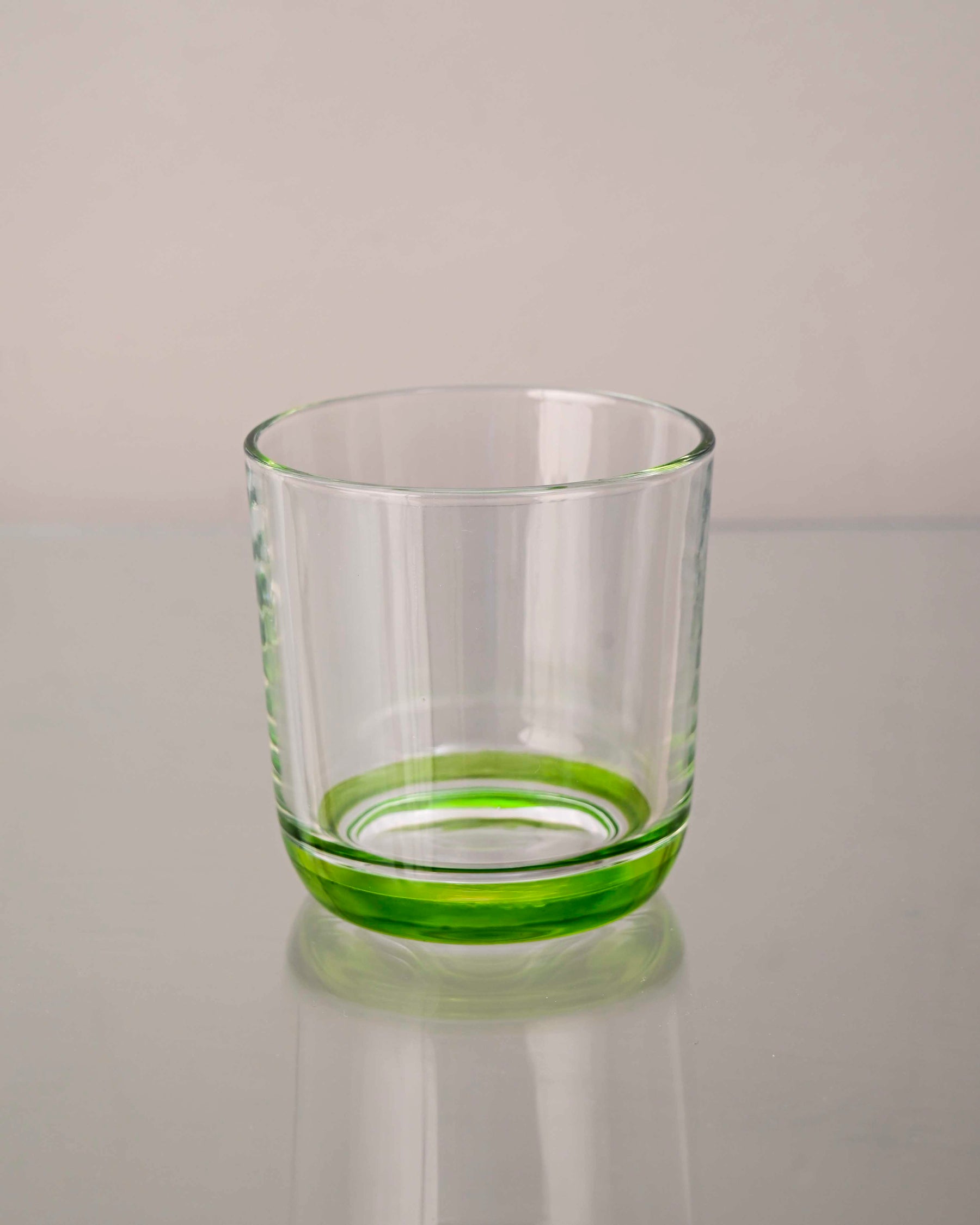 Green Tinted Base Drinking Glass - Set Of 2 