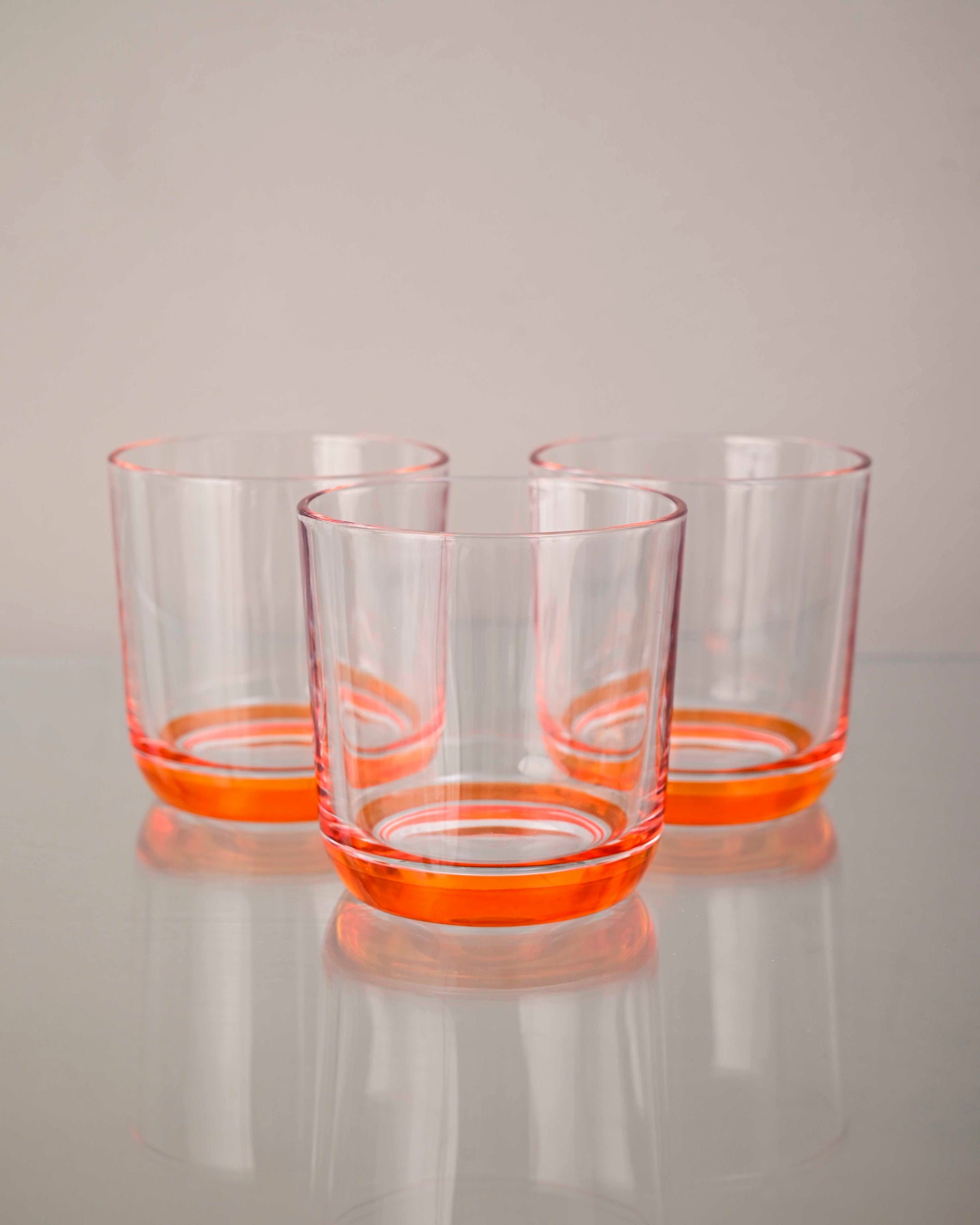Orange Tinted Base Drinking Glass - Set Of 6 