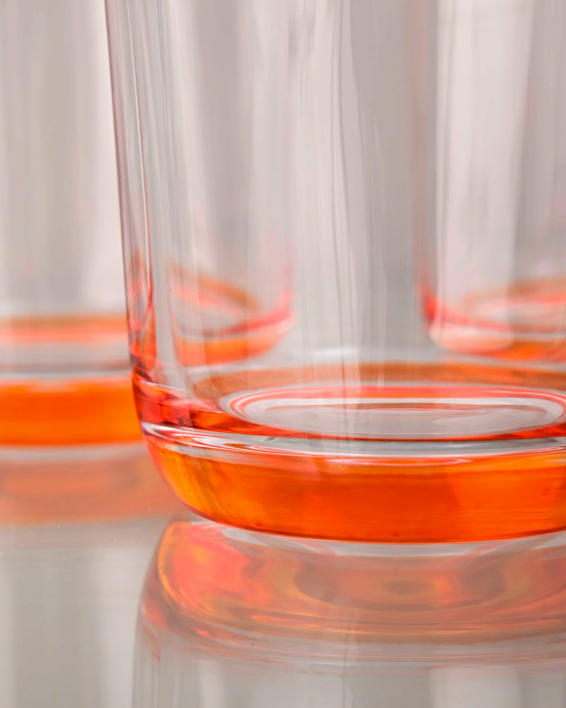 Orange Tinted Base Drinking Glass - Set Of 6 