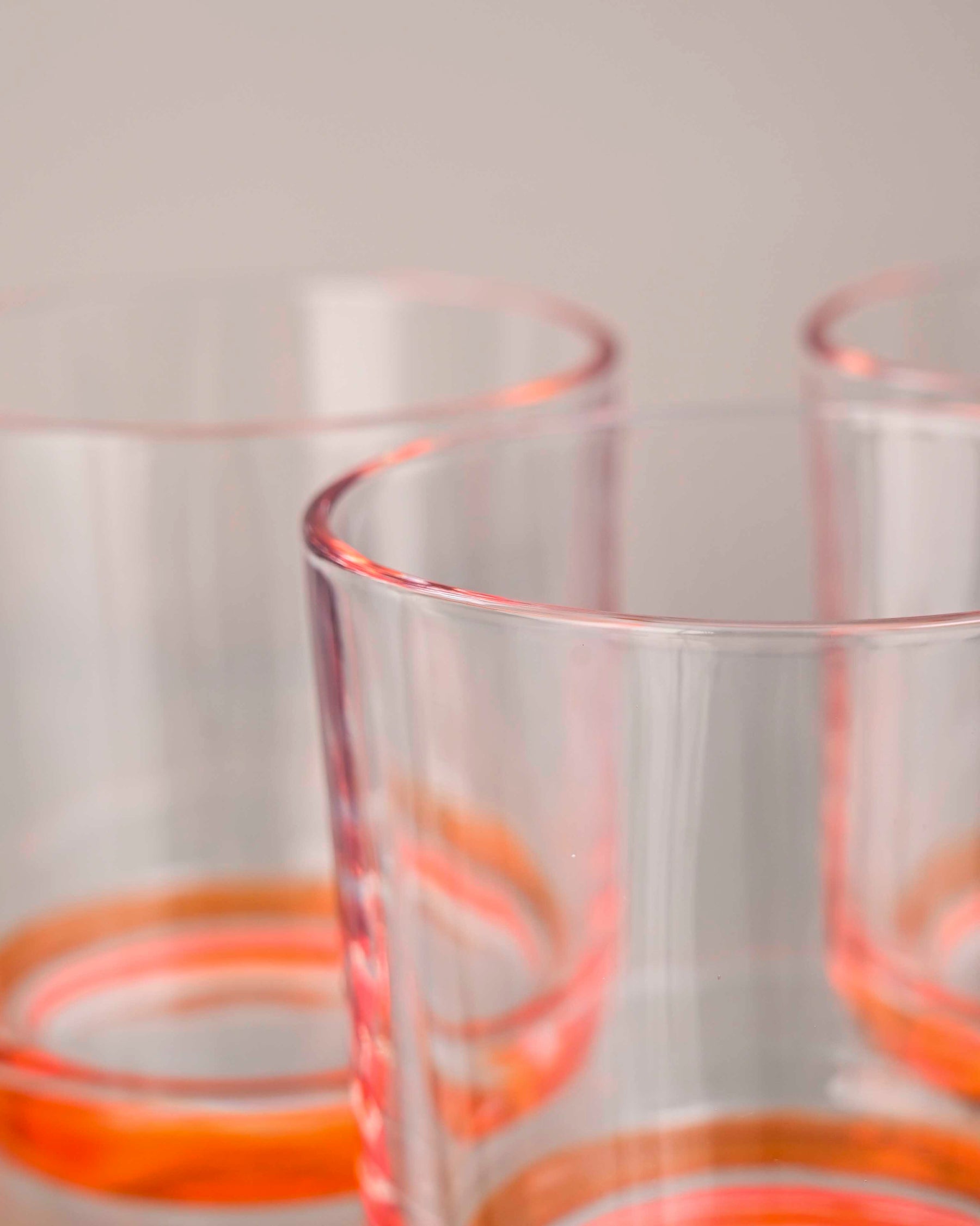 Orange Tinted Base Drinking Glass - Set Of 6 