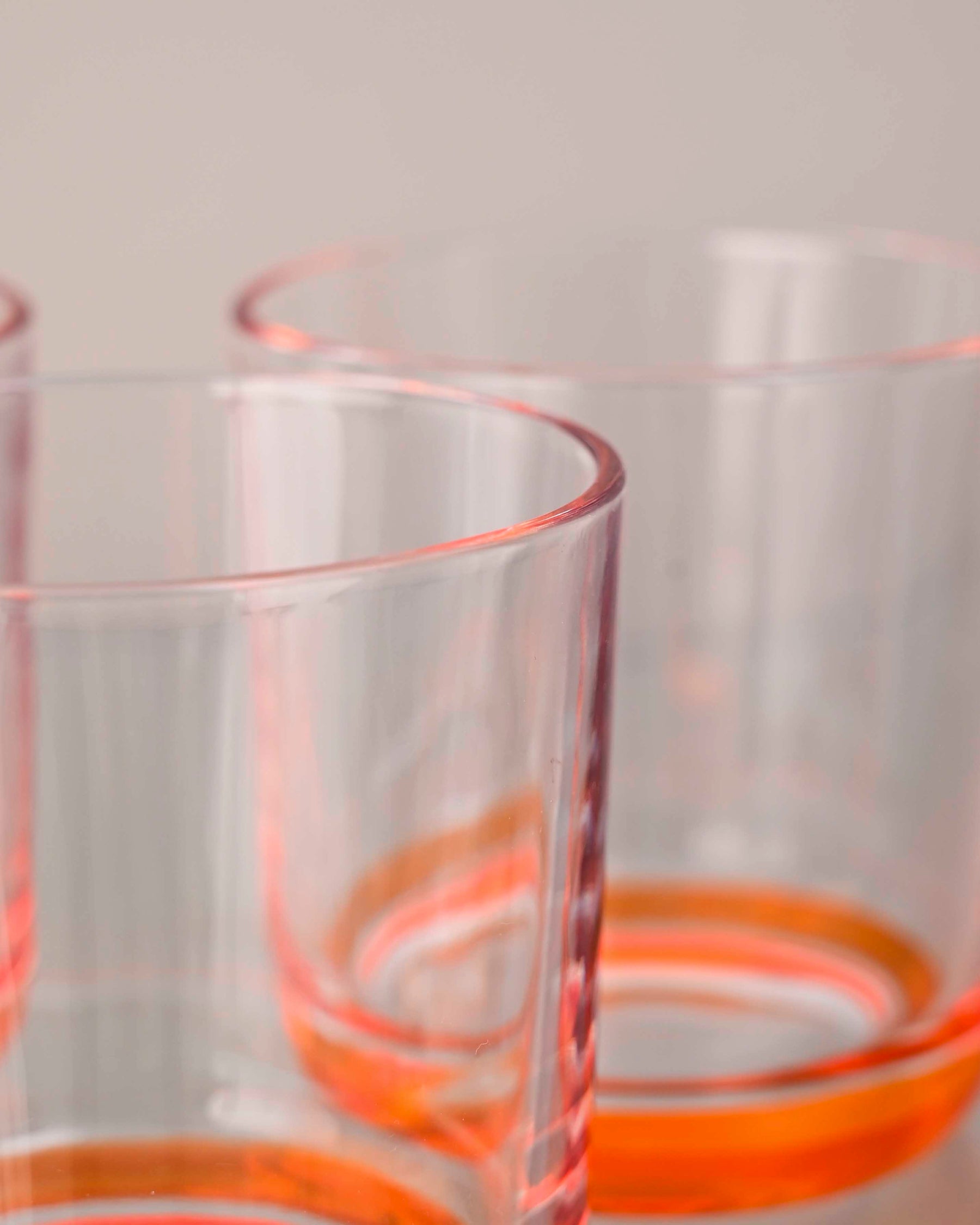 Orange Tinted Base Drinking Glass - Set Of 6 