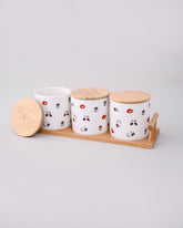 Floral Charm Ceramic Storage Jar - Set Of 3 