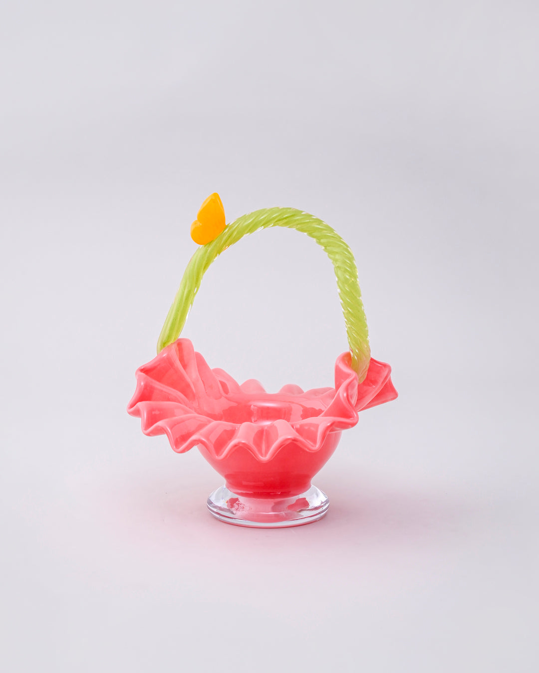 Blossom Ruffle Glass Decorative Basket Bowl 
