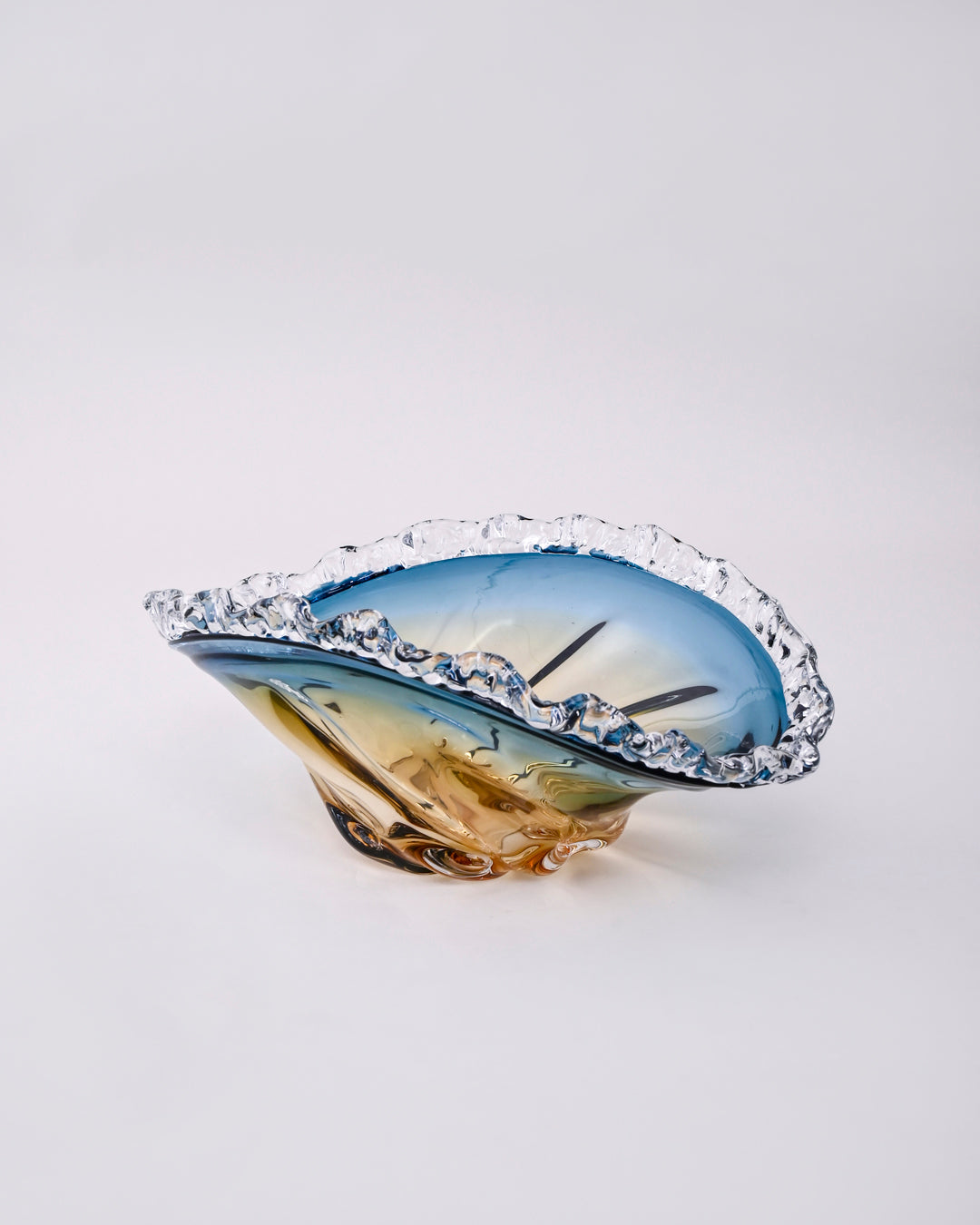 Ocean Ripple Art Glass Centerpiece Decorative Bowl 