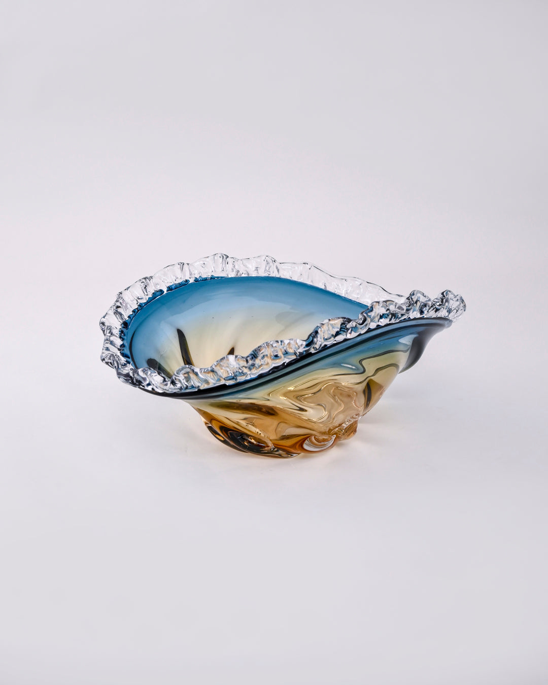 Ocean Ripple Art Glass Centerpiece Decorative Bowl 
