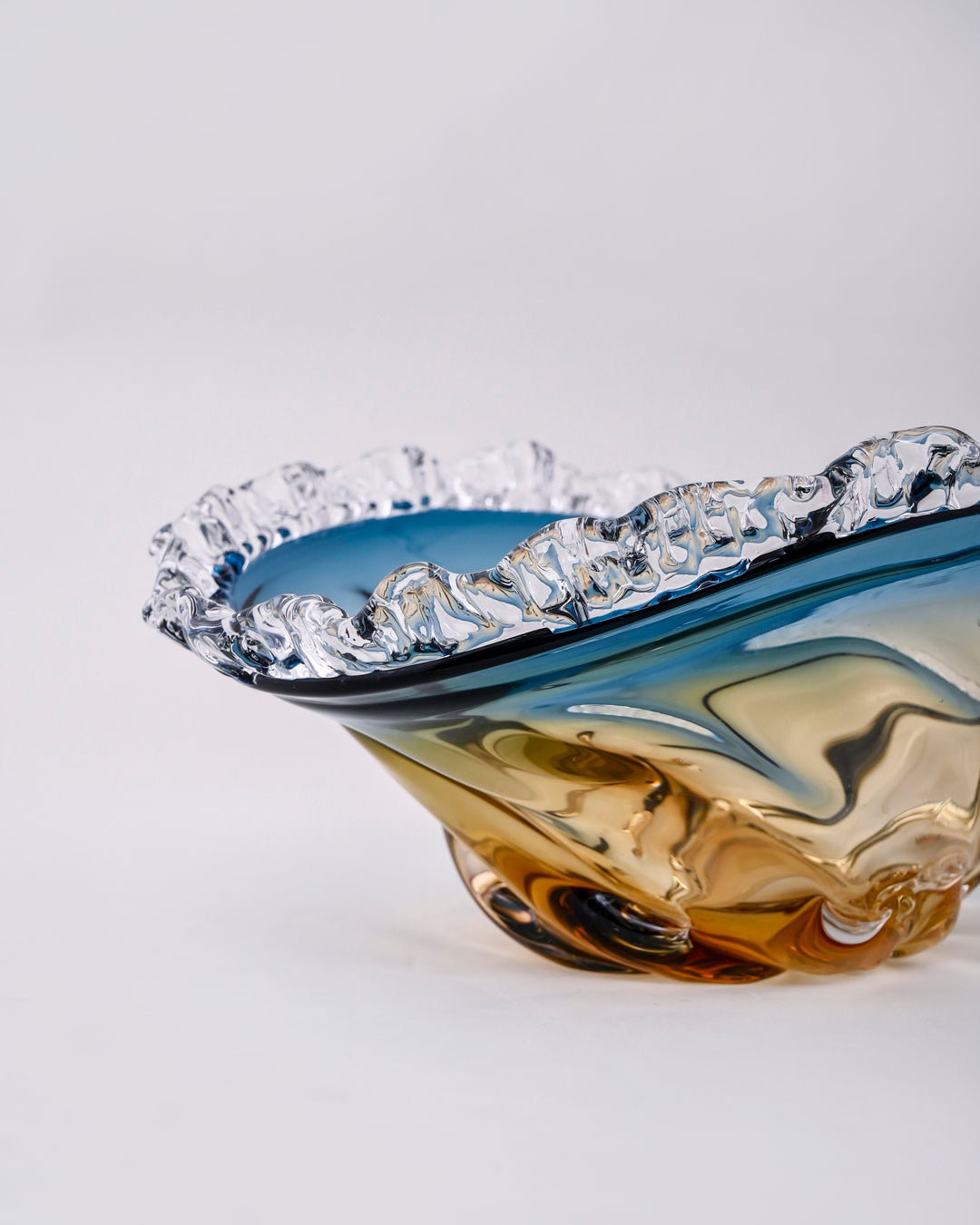 Ocean Ripple Art Glass Centerpiece Decorative Bowl 