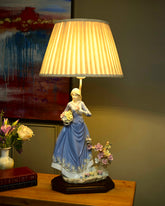 'Spring Serenade Victorian Lady' Fine Porcelain Table Lamp 