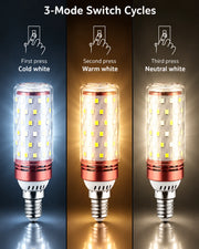 Equivalent E14 LED Bulb 3 Light Mode (Warm, Warm White and Natural)