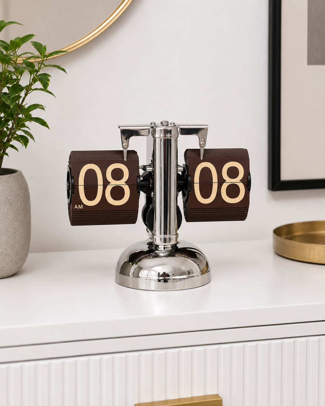 Balance Stand Flip Clock - Brown 