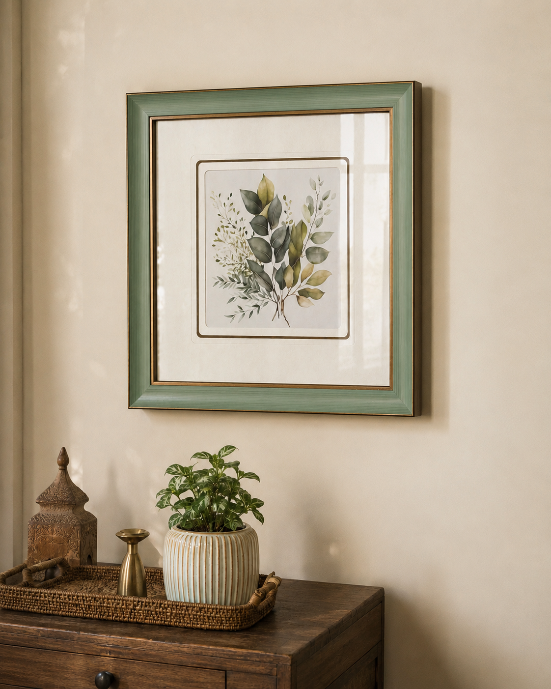 Green Eucalyptus Leaves Print "25x25" Inches 