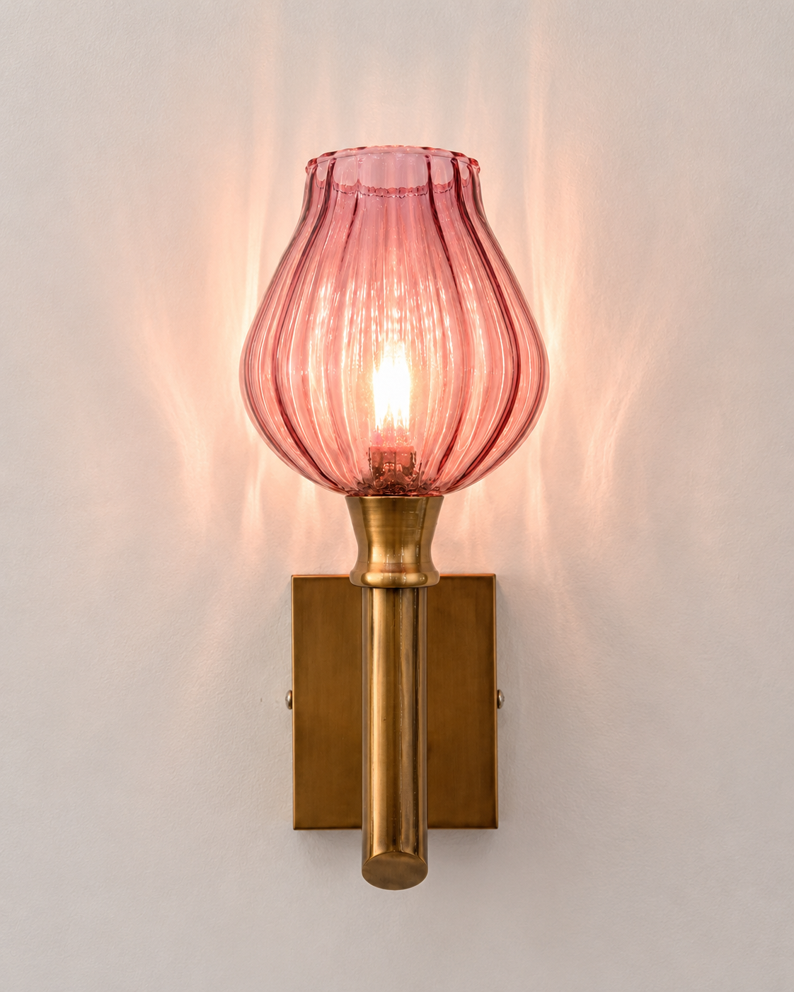 Rivelle Rose Glass Wall Light - Pink