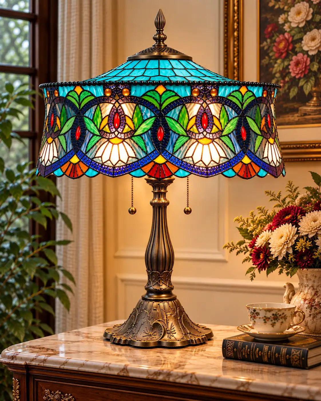 Nouveau Floral Tiffany Table Lamp
