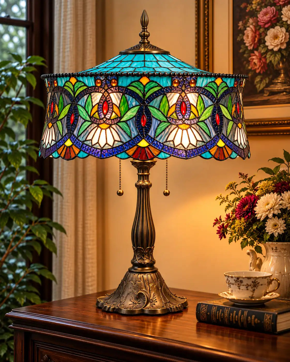 Nouveau Floral Tiffany Table Lamp