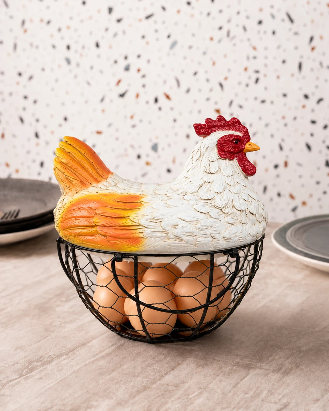 Rooster Egg Basket - Orange Wings