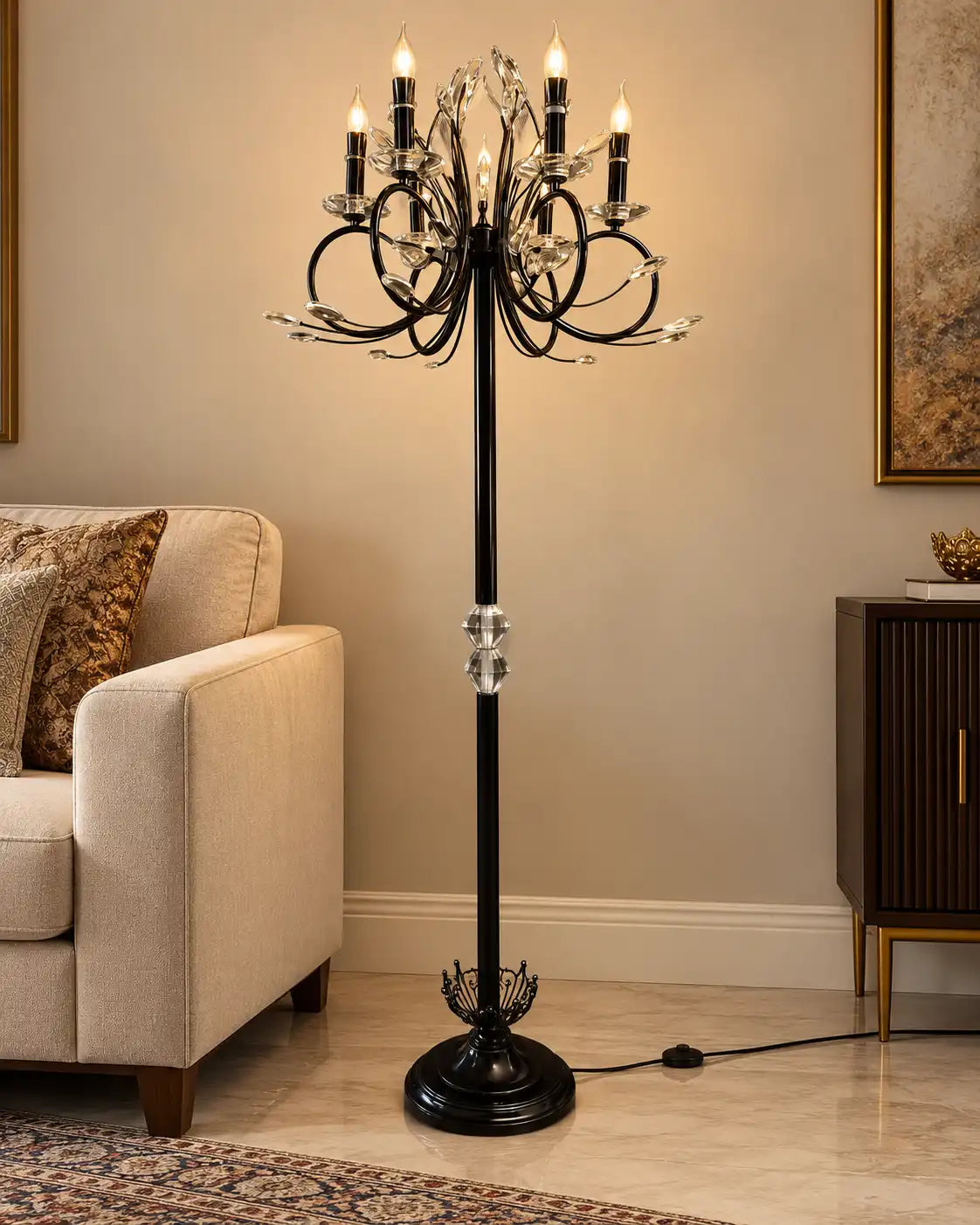 Eclipsa Crystal Candelabra Floor Lamp