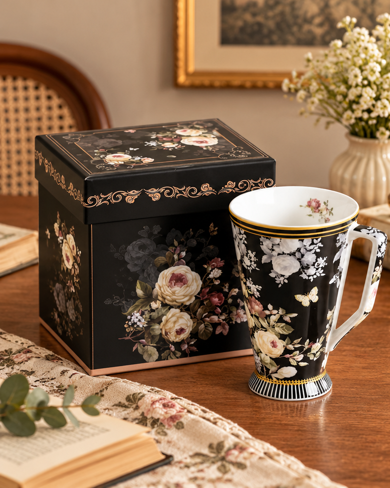 The Midnight Botanical Footed Mug