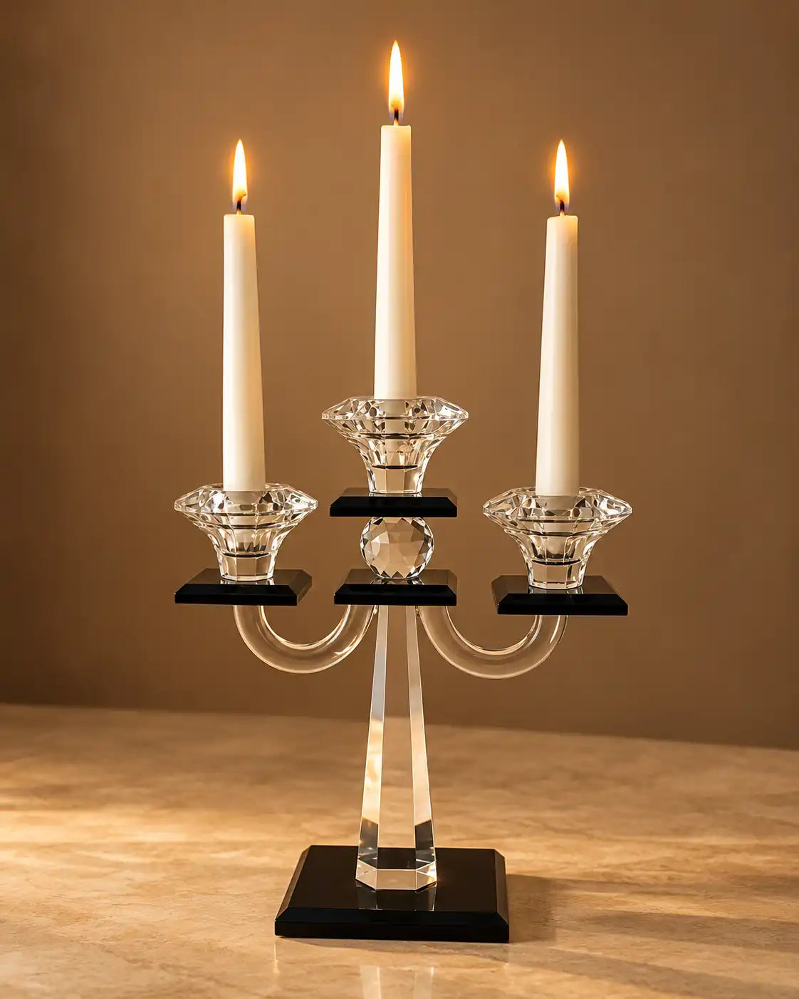 Crystal Elegance 3-Arm Candle Stand