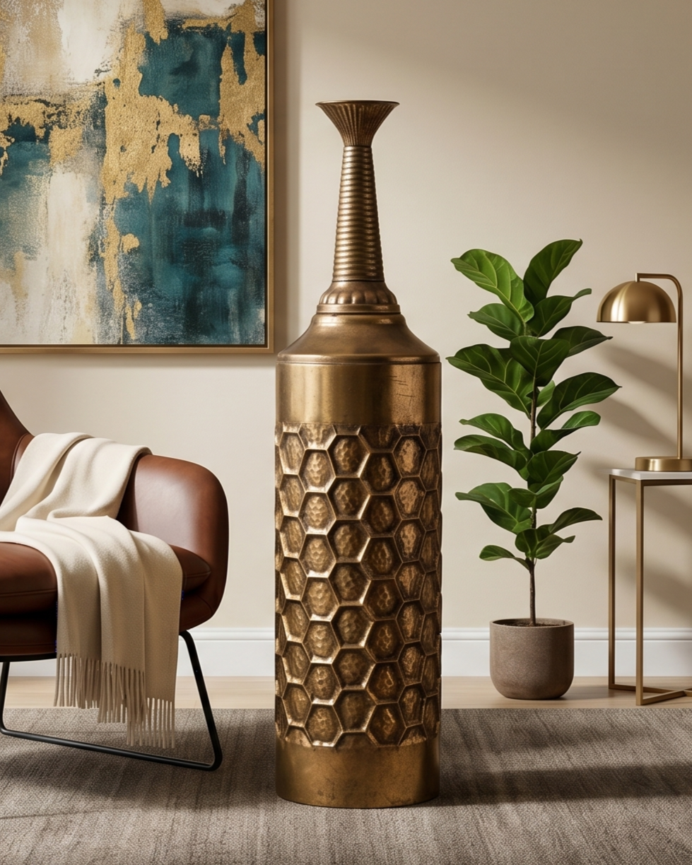 Golden Honeycomb Tall Planter - 120 cm