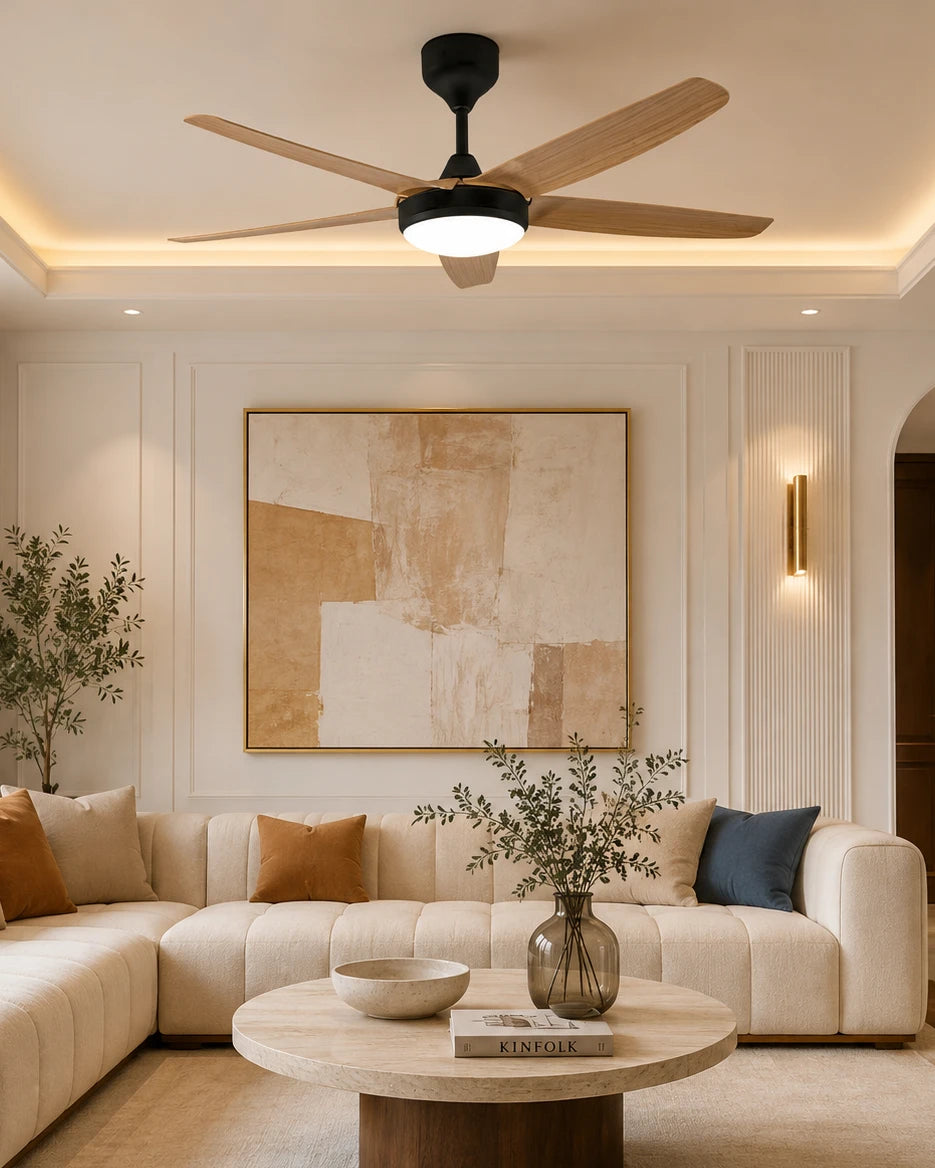 Nordic Wood Blade Ceiling Fan Light 