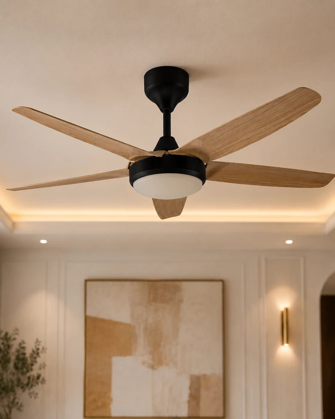 Nordic Wood Blade Ceiling Fan Light 